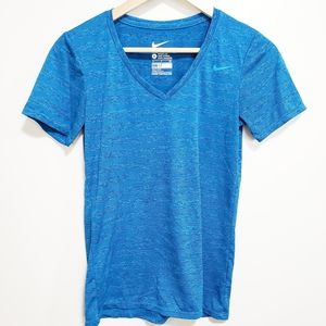 NIKE Women Dri-Fit Short Sleeve Blue Shirt